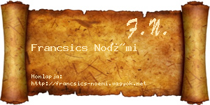 Francsics Noémi névjegykártya